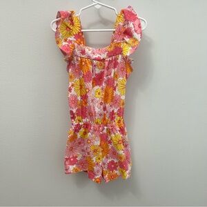 The Children's Place Pink and Yellow Floral Romper - 4T
